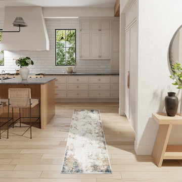 Glitz GLZ06 Modern Abstract Distressed Metallic Shimmer Hi-Low Textured Soft-Touch Polyester Low Profile Short-Pile Taupe/Blue/Grey/Cream/Multicolour Runner-Nourison-Rug Love - The Most Loved Rug Store